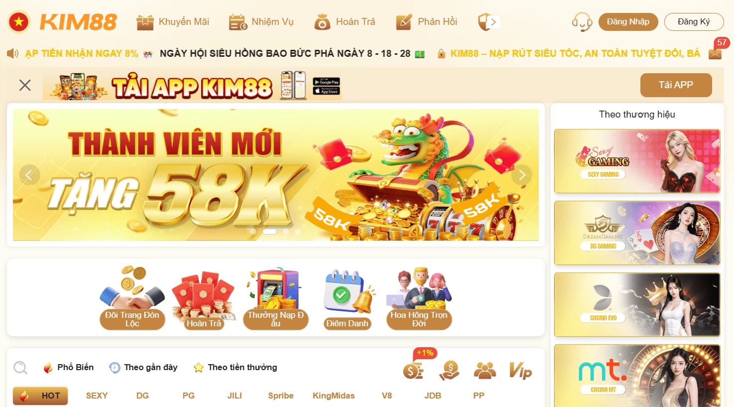 Truy cập Kim88 Mobile