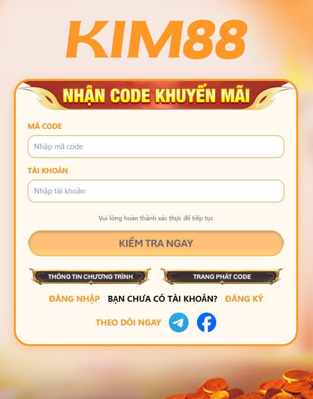 nhận code khuyến mãi kim88